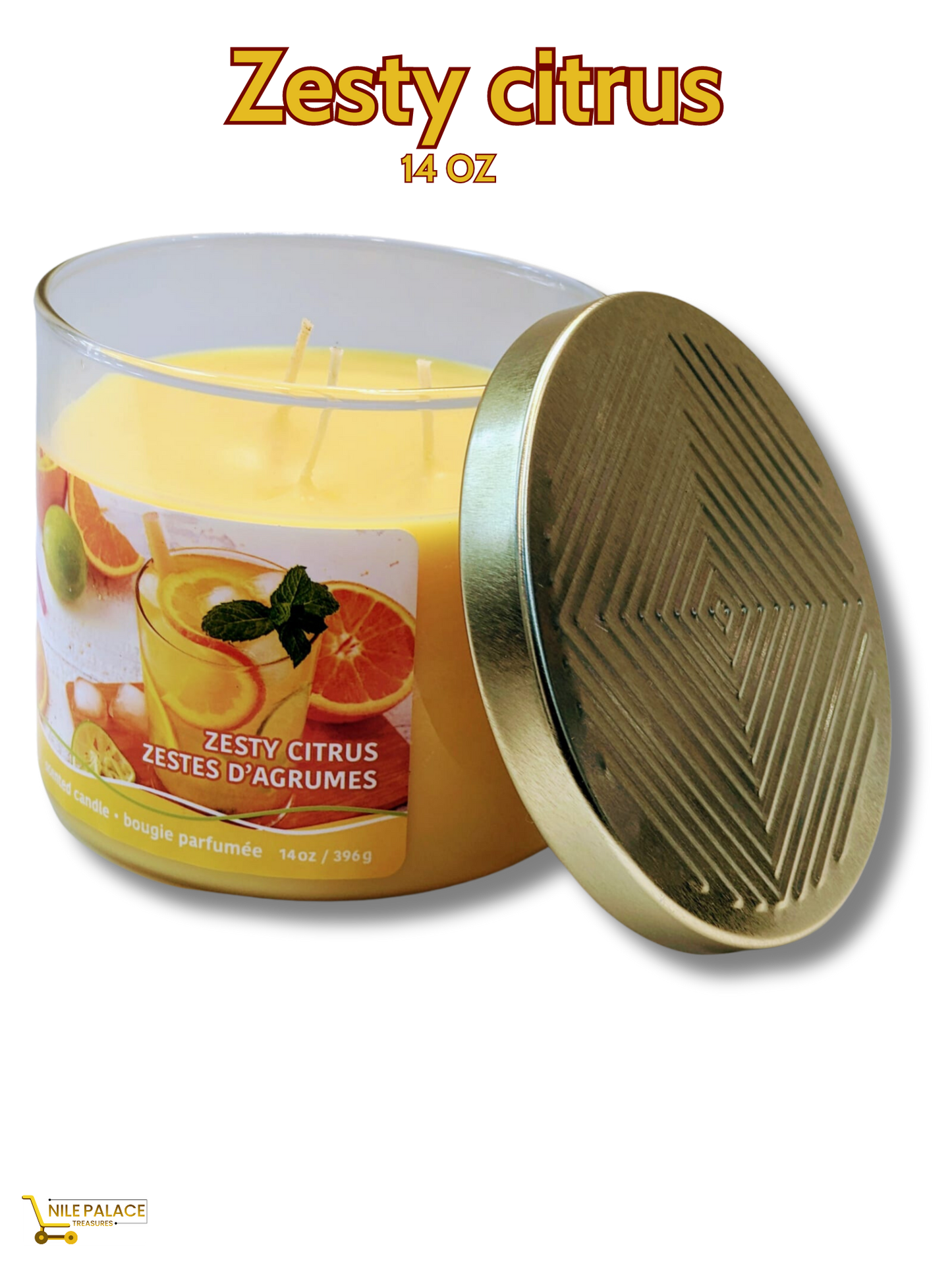 14 Oz Zesty Citrus 3-wick Scented Candle - Nile Palace Treasures 14-oz-zesty-citrus-3-wick-scented-candle, aroma therapy, home fragrance, Scented candles