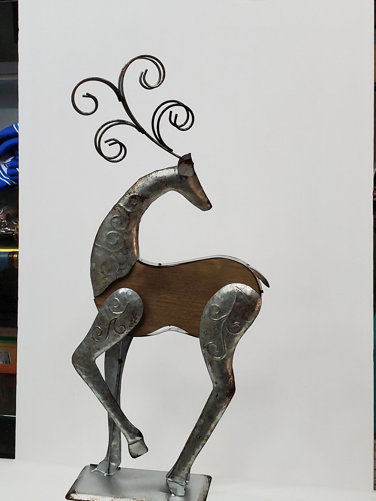 Wood and Metal Reindeer Stand - Nile Palace Treasures wood-and-metal-reindeer-stand, 