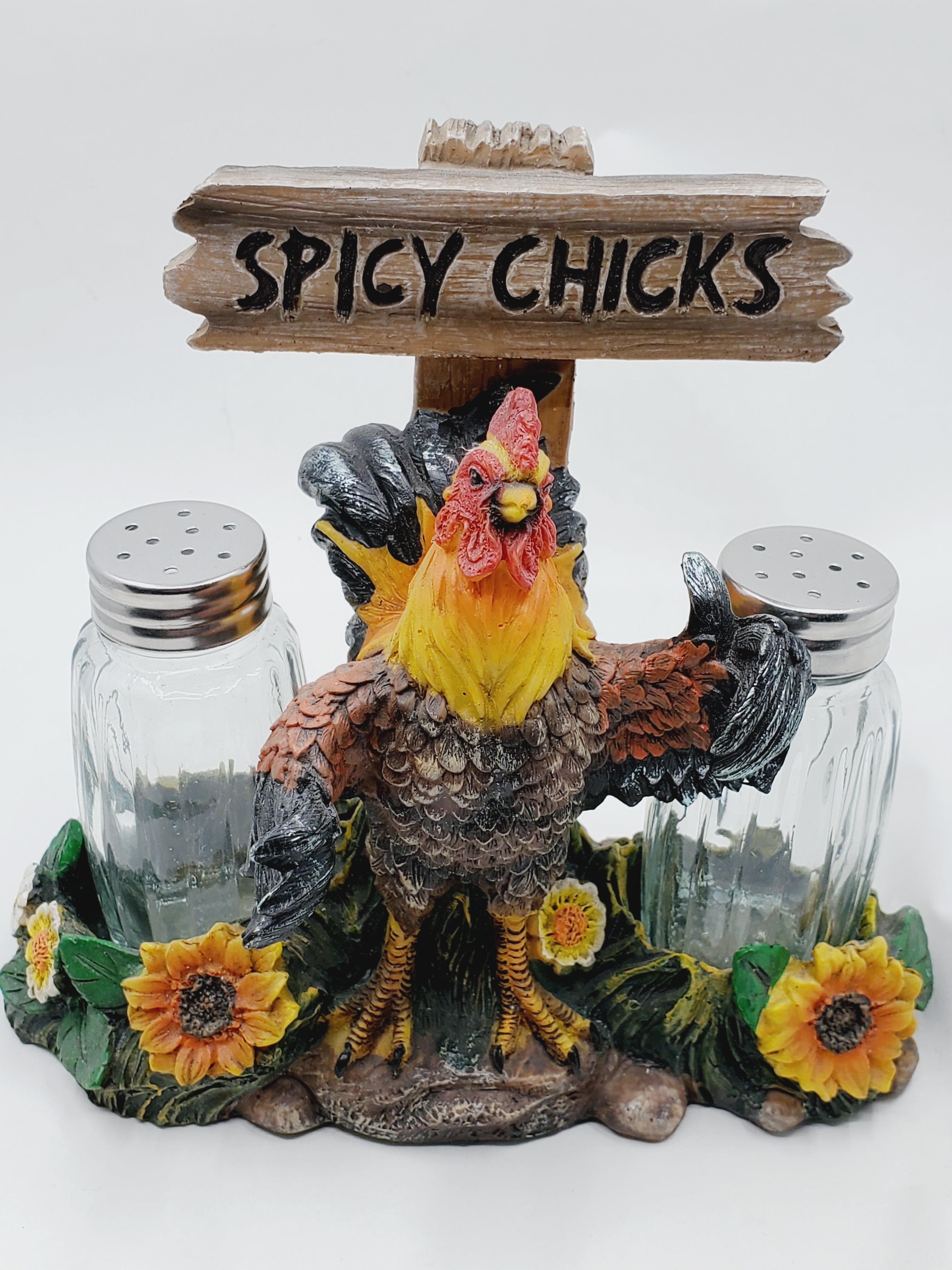Adorable Rooster Shakers Salt Pepper Cinnamon and Paprika 