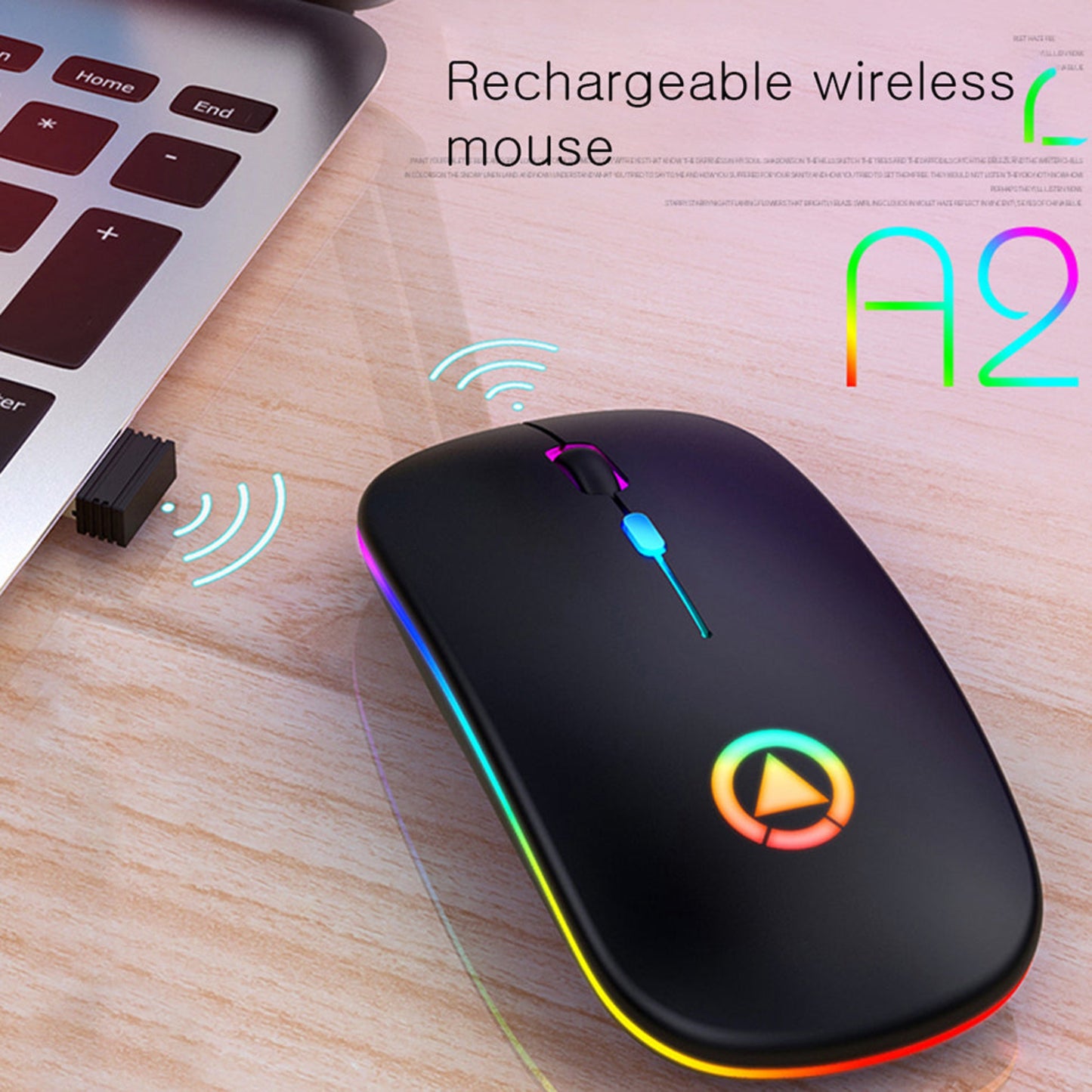 New Ultra-Thin Mini A2 Wireless Mouse - Nile Palace Treasures new-ultra-thin-mini-a2-wireless-mouse-silent-mute-rechargeable-led-colorful-lights-computer-mouse,