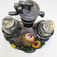 Farm Rooster Guarding Water Pump Salt and Pepper Shaker - Nile Palace Treasures farm-rooster-guaring-water-pumpsalt-and-pepper-shaker, salt and pepper shaker